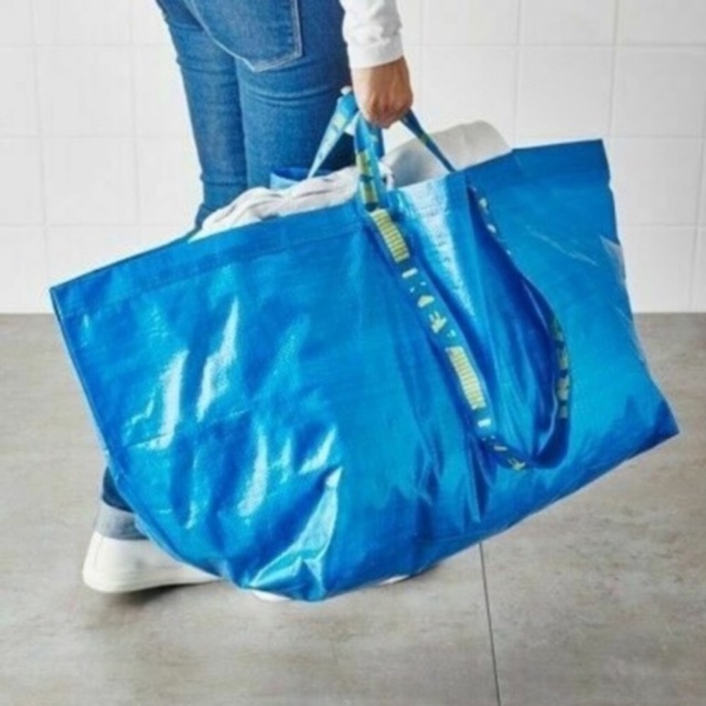 IKEA Reusable Frakta Tote Bag NEW NWT Blue Set Of 6 - Picture 4 of 7